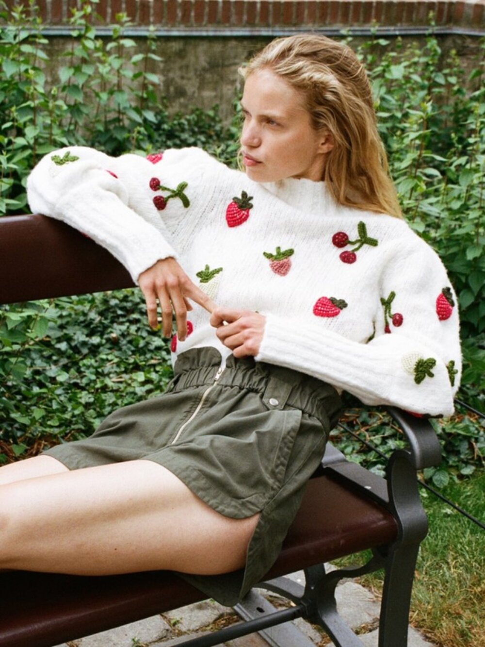 NWT Sea New York Fruit Pull Over Sweater - Cream Knit Holiday Designer